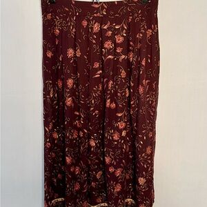 ag Harbor Floral Brown Boho Skirt Size Medium | Mahogany Tones | Flowy A-Line